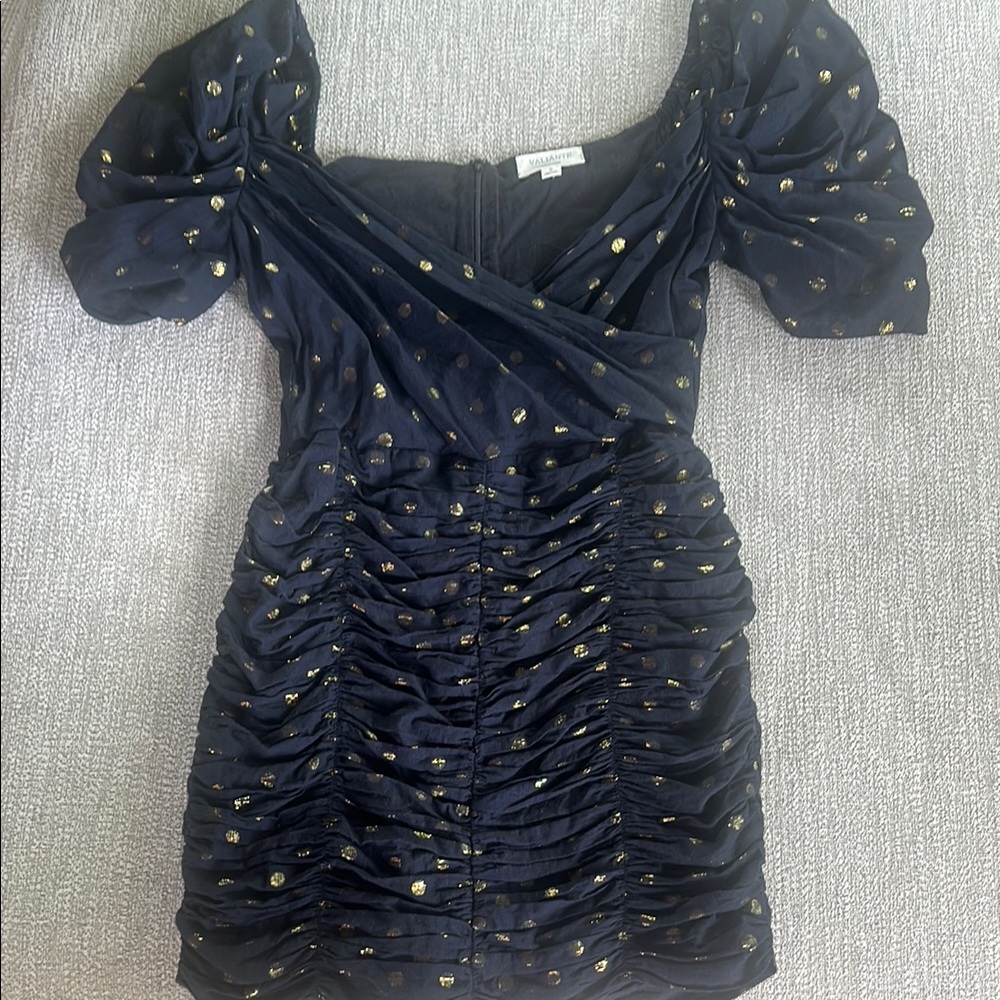 Valiànte Black and Gold Mini Dot Dress